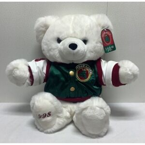 NWT VTG 1998 Kmart Christmas Bear Team Santa White Plush Stuffed Teddy Bear